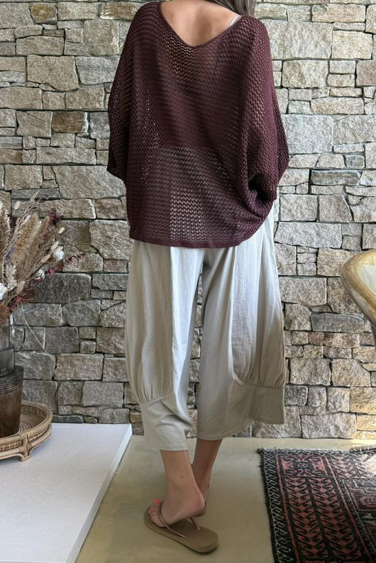 Conrad Grunge Loose Cotton Knit Merlot